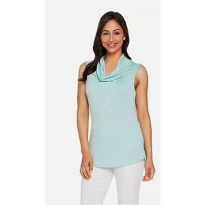 Lisa Rinna Cowl Neck Sleeveless Knit Top A290934 Green New XL